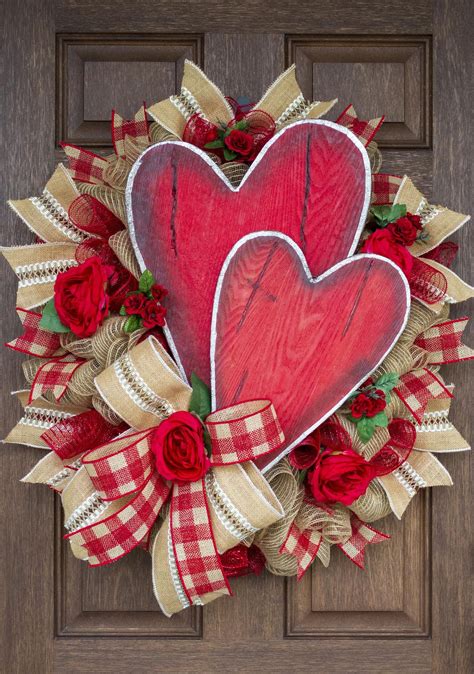 Farmhouse Wreath Valentines Day Wreath Heart Deco Mesh Etsy Diy