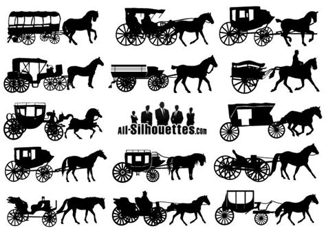 Vector Horse Drawn Carriage Silhouettes Horse Silhouette Horse