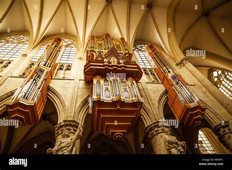 The Pipe Organ In The Cathedral Of St Michael And St Gudula In