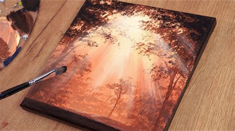 Acrylic Painting Sunlight In A Forest Easy Acrylic Painting For