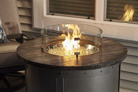 Modern Industrial Design Edison Round Gas Fire Pit Table With Glass Guard By The Outdoor