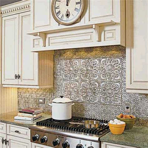 Here's a glance at some of the best tile for this. Ceiling tin tile as back splash in kitchen...oohhh honey ...