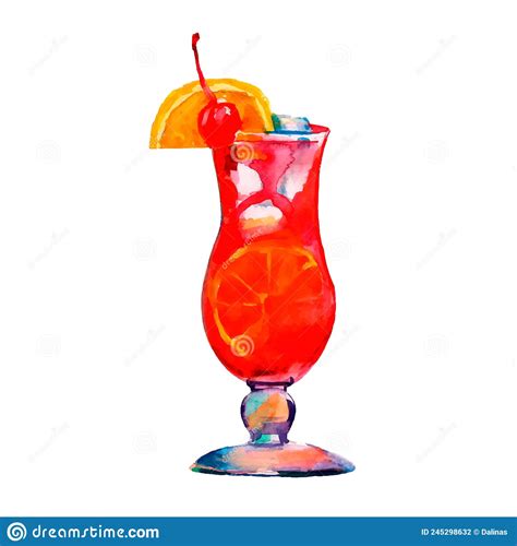 Orange Cocktail With Orange On The Edge Of The Glass Stock Vector Illustration Of Ingredient