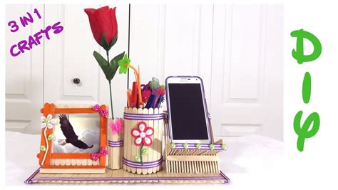 In this diy projects, we will show you how to make 5 types of phone holder stand from popsicle sticks or ice cream stick. DIY Desk Organizer, Popsicle sticks 3 in 1 Crafts ...