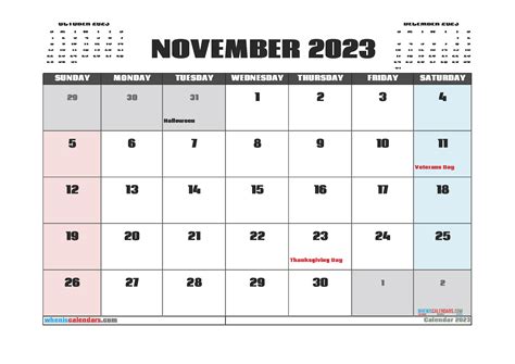 Download Free Printable Monthly Calendar Nov 2023 10n23217