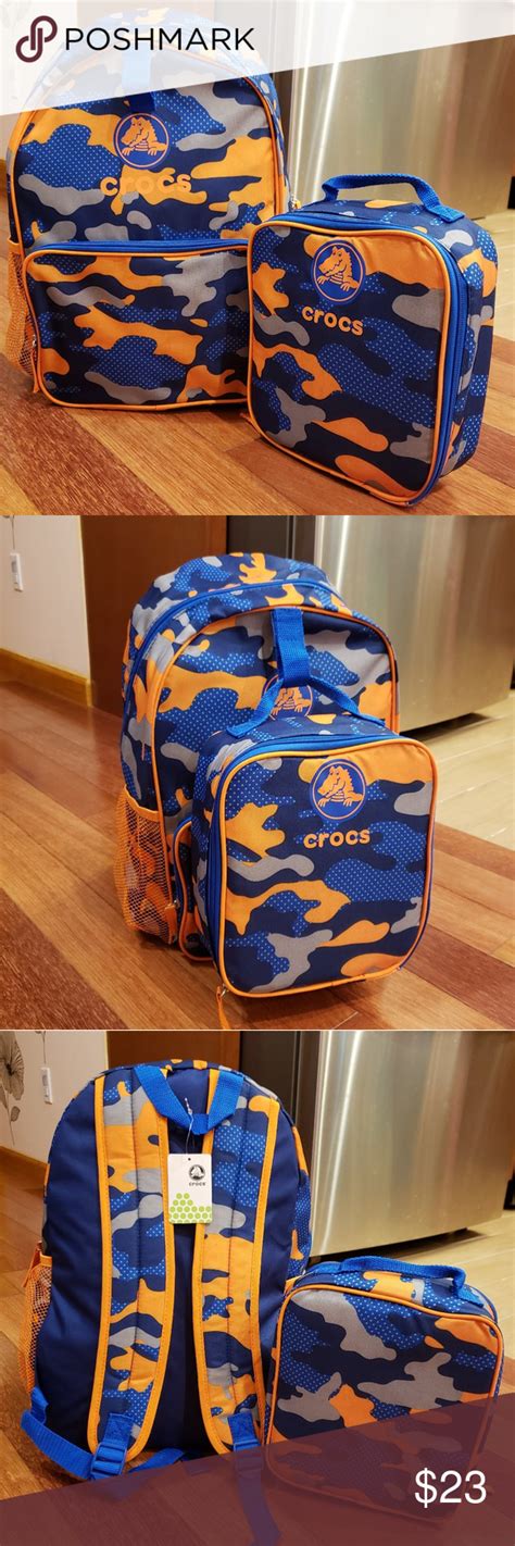 Newcrocs Backpack With Matching Thermal Lunchbag Crocs Orange Camo