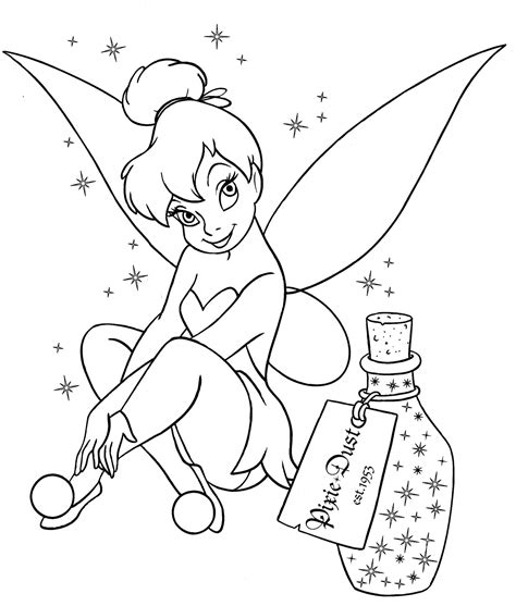 Disney Tinkerbell Sentado Para Colorear Imprimir E Dibujar