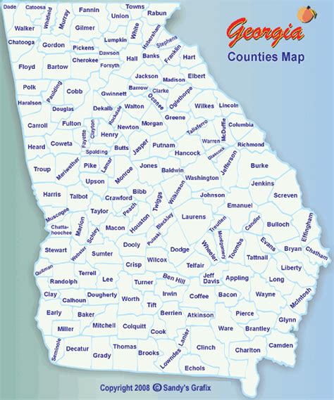 Map Of Georgia Counties And Cities Map With Cities