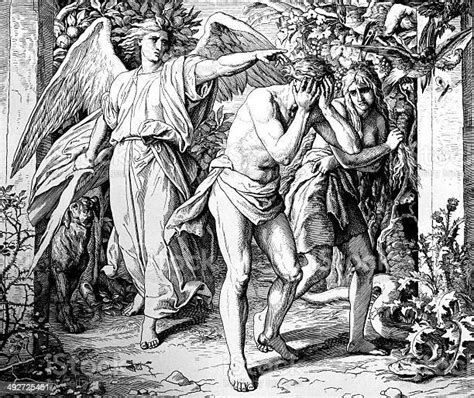 Expulsion Of Adam And Eve From The Garden Of Eden Stock Illustration
