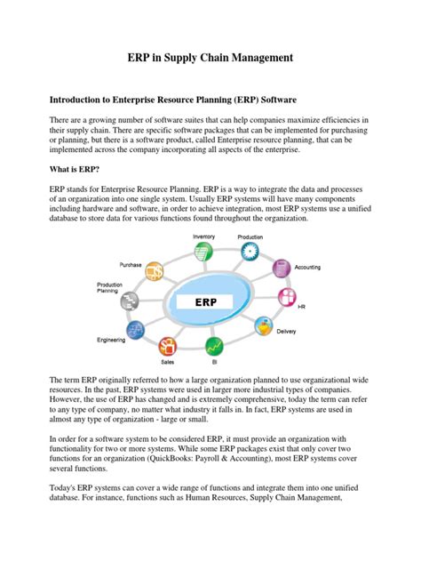 Erp In Supply Chain Management Pdf Enterprise Resource Planning