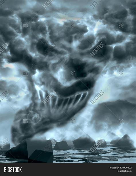 Demonic Ugly Face Looking At You From Tornado Vortex 3d Rendering