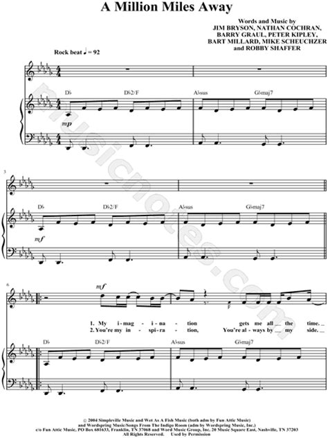 Mercyme A Million Miles Away Sheet Music In Db Major Download And Print Sku Mn0049609