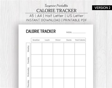 Free Printable Calorie Tracker Mikepikol