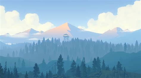 Mountains Forest Artwork Firewatch Wallpapers Hd Desktop And
