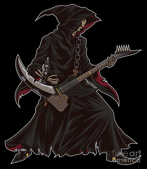 Grim Reaper Guitarist Heavy Metal Festival Music Digital Art By Mister