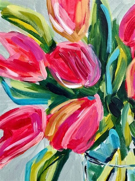 Flower Painting How To Paint Tulips With Acrylic Paint On Canvas