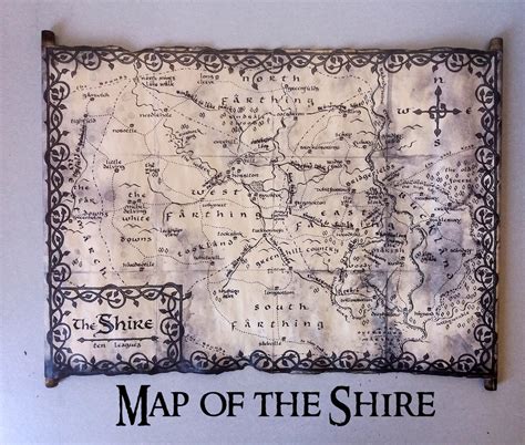Map Of The Shire Scroll Lord Of The Rings Shire Map The Etsy