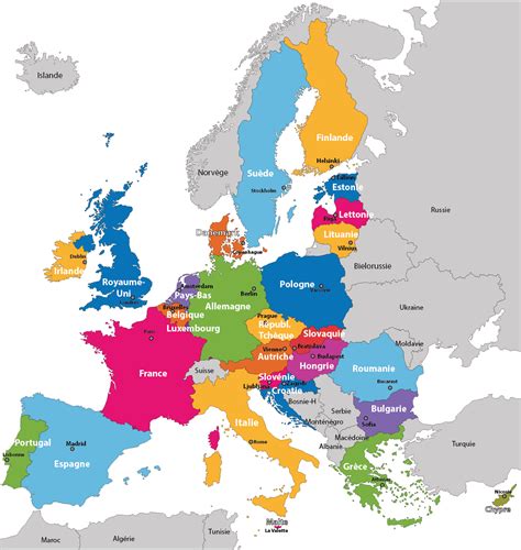 Carte de l Europe à imprimer les pays les capitales Carte europe