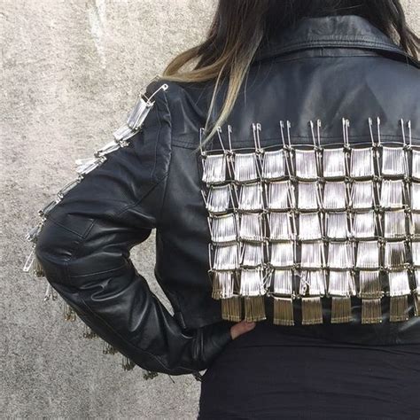 Safety Pin Cropped Leather Motorcycle Jacket Cropped