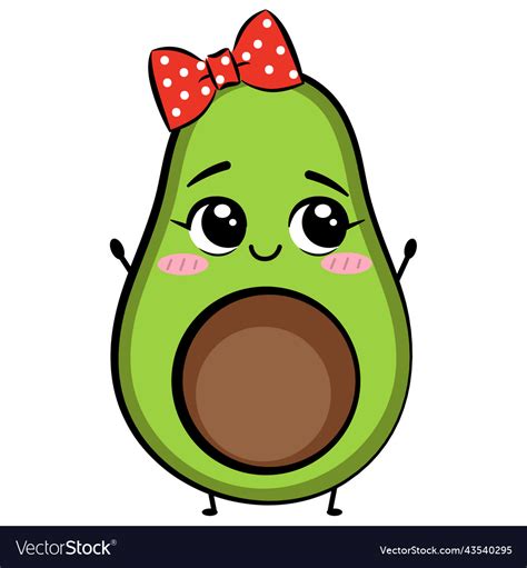 Cute Cartoon Avocado Isolated On White Background Vector Image