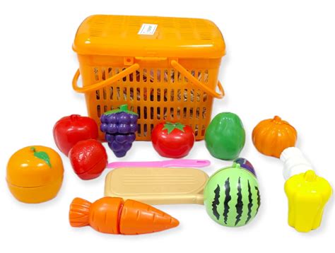 Buy Pluspoint Fruit Cut Toy With Storage Basket Realistic Sliceable Cutting Fruits And Vegetable