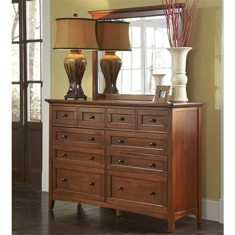 Transitional 10 Drawer Dresser With Landscape Mirror By Aamerica Wolf