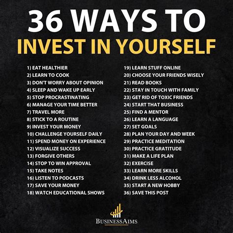 36 Ways To Invest In Yourself Self Improvement Tips Investing