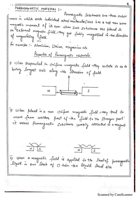 Magnetism And Matter Th Class Physics Handwritten Notes