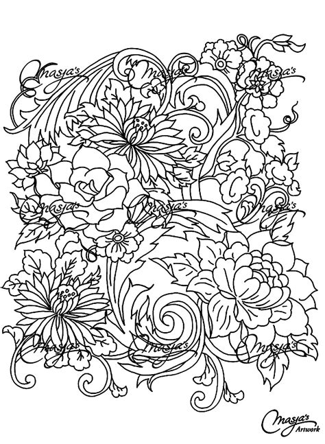 The free coloring pages for adults are tried & true and are a little different from the other coloring sheets on this list. Drawing flower - Flowers Adult Coloring Pages - Page 4