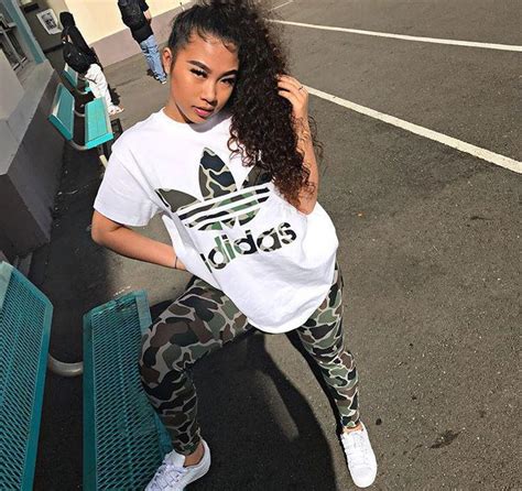 Adidas Women Green Baddie Outfits Casual Wear Trefoil Tee On Stylevore