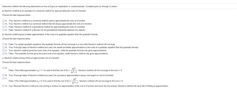 Solved Determine Whether The Following Statements Are True Chegg