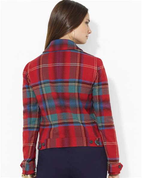 Lyst Lauren By Ralph Lauren Wool Plaid Jacket In Red