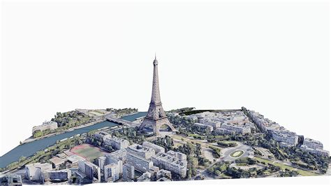 Eiffel Towerscanlandscapeparísmap 3d Model By Sensiet Asensio