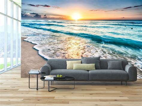 3d Mural Photo Sunrise Over The Ocean Wallpaper Decor Large Paper Wall