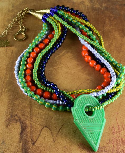 African Tribal Multi Strand Necklace Chrysalis Tribal Jewelry