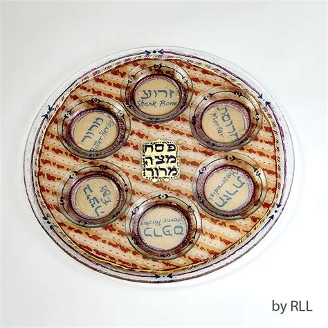 Aisenthal Judaica Holidays Pesachpassover Seder Plates Glass Seder Plate Matzah Look