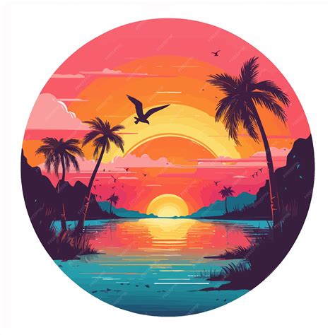 Premium Vector Beach Sunset Vector Art