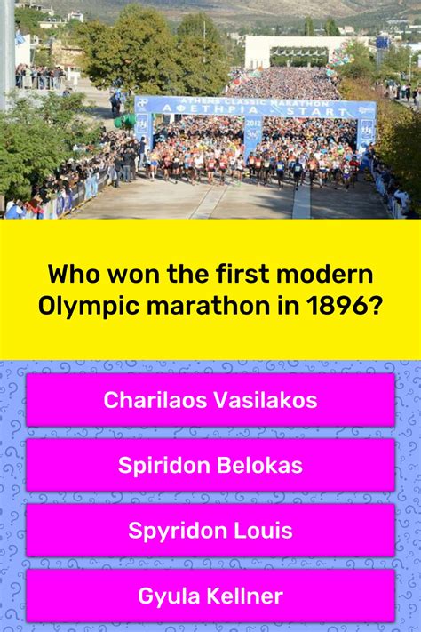 The race, conceived by frenchman michel bréal, followed the legendary route of pheidippides, a trained runner who was believed to have been sent from the plain of marathon to athens to announce the defeat of an invading persian army in 490 bce. Who won the first modern Olympic... | Trivia Answers ...