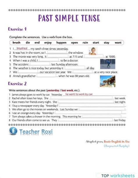 Past Simple Interactive Worksheet Topworksheets