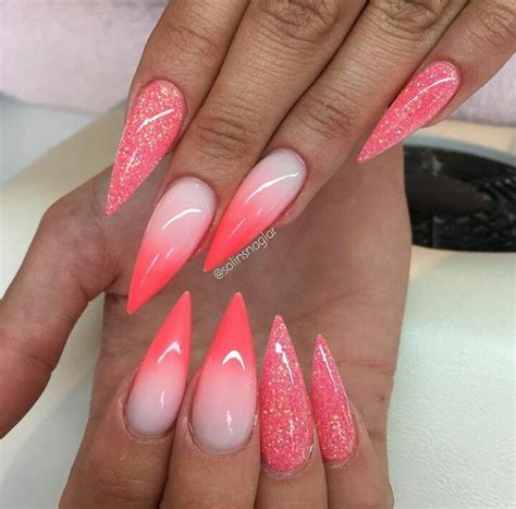 Frosted Coral Neon Nails Love Nails Glue On Nails Swag Nails Pink