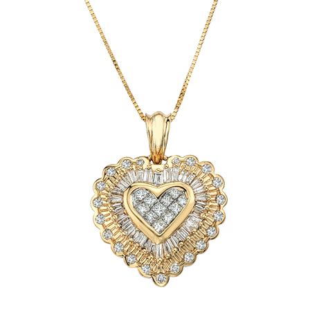 Ax Jewelry 1ct Diamond Heart Pendant In 14K Yellow Gold Walmart Com