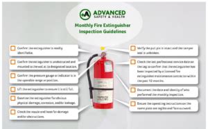 At least monthly, the date the inspection was performed and the. Fire Extinguisher Inspection Checklist | Advanced Safety ...