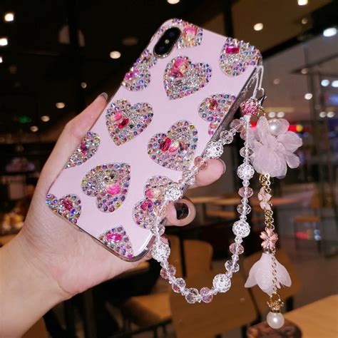 For Iphone Xr Luxury Heart Bling Crysta Diamond Case For Iphone Xs Max
