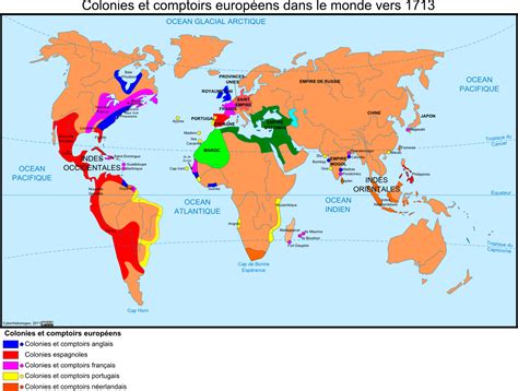 les colonies et comptoirs européens vers 1713 xviiie siècle xviiie compagnie des indes