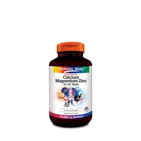 Holistic Way High Strength Calcium Magnesium Zinc 60 Tablets Health