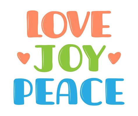 Love Joy Peace Feelings Lettering Card Isolated On White Background