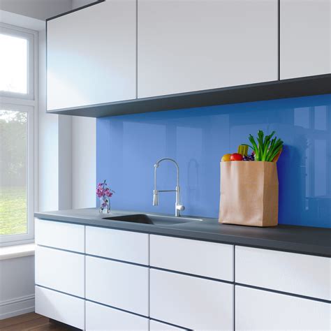 Bright Blue Glass Splashback Genie Splashbacks