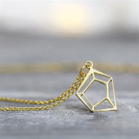Gold Geometric Necklace Minimalist Necklace Modern Jewelry Etsy