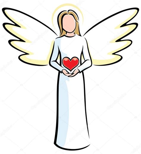 Clipart Angel Holding A Heart Angel Holding Heart — Stock Vector