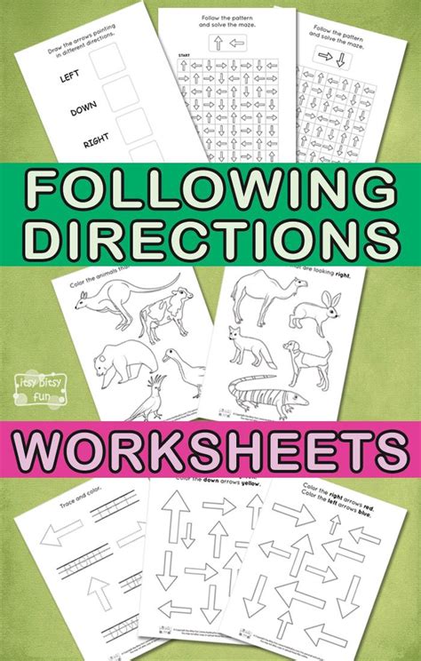 Following Directions Worksheets Kindergarten